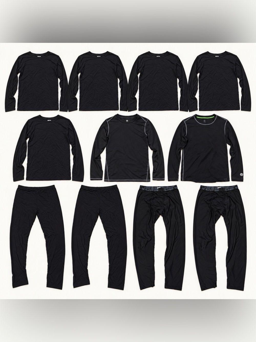 32 Degrees Kids Black Long Sleeve Thermal Tops & Bottoms Set - 11 Piece lot ski